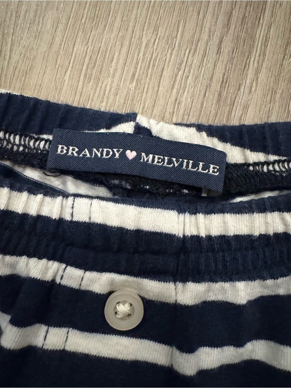 Brandy Melville Navy & White Striped Button-Front Shorts - Picture 2 of 3